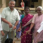 Distributing goats to 100 widows of the Movement with help mobilized by Fr.Britto Berchmans